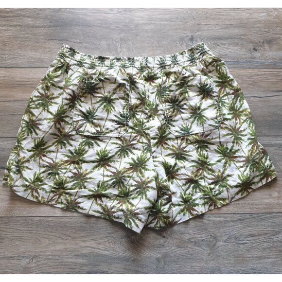 Palm Tree Print Elastic Waist Womens Casual Shorts Pockets Lightweight Summer - Picture 5 of 6